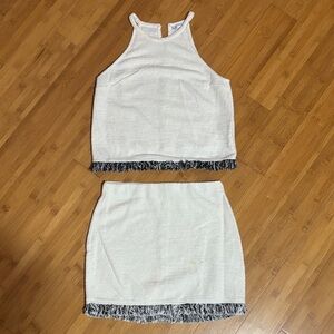 Zara White and Black Fringe Set